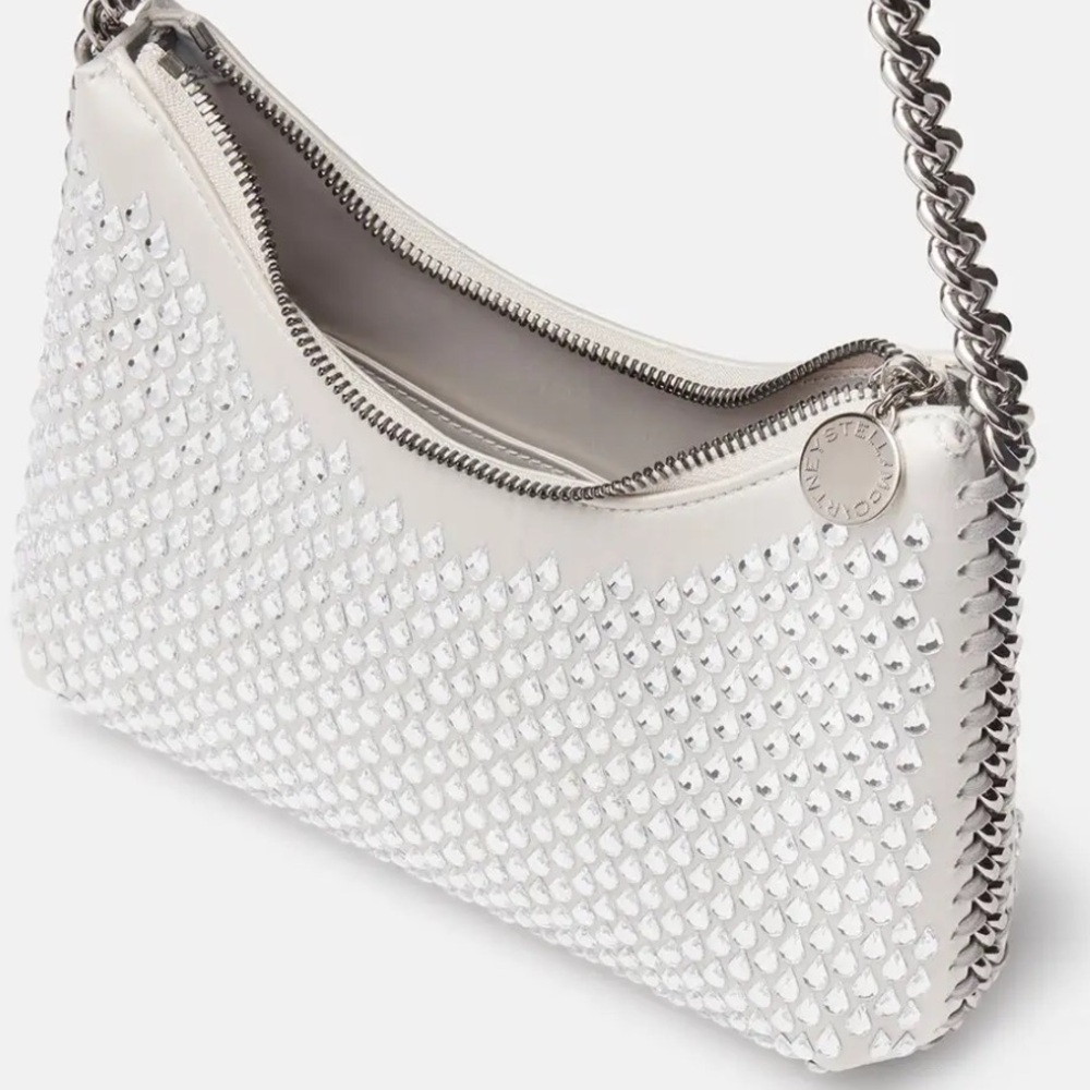 STELLA MCCARTNEY Falabella Crystal Hotfix Zippered Mesh Shoulder RETAIL 1,395 - Picture 4 of 12